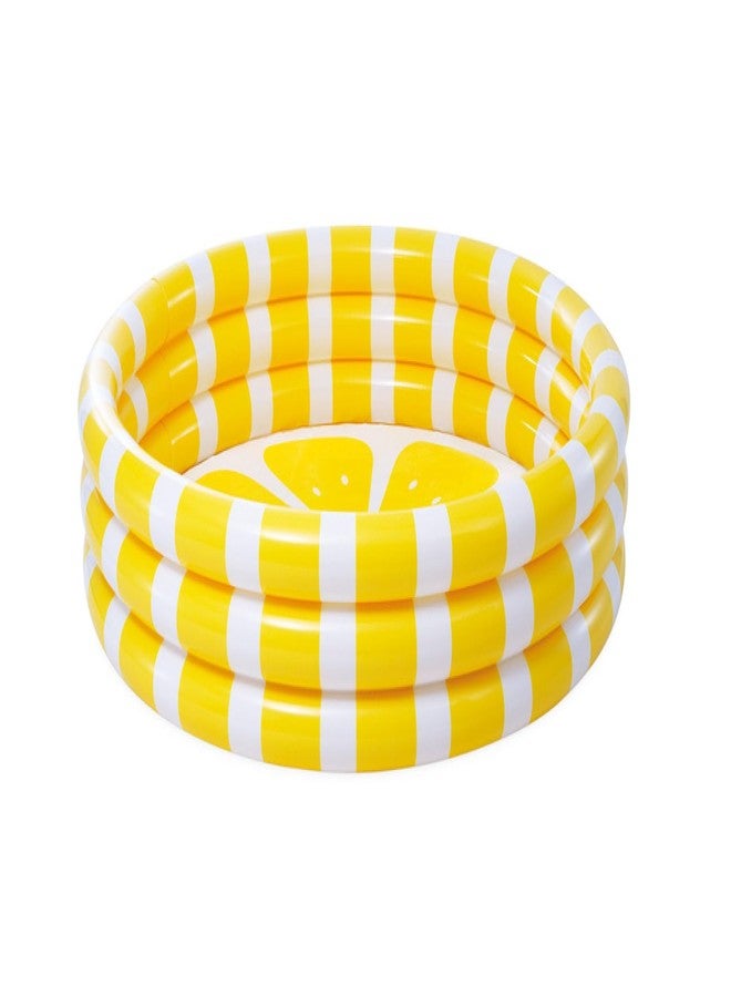 VWretails Zesty Lemon Inflatable Pool 58432 with Yellow & White Stripe Design for Kids, 330 Liters Water Capacity, Lemony Pattern, Fun Backyard Water Play Pool for Toddlers, Ages 2+ - Image 1